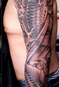 手臂纹身图案:花臂鲤鱼纹身图案(经典)