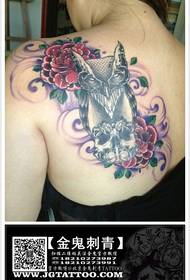 modello di tatuaggio gufo classico schiena ragazza