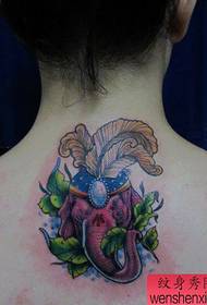 Girls back fashion pop elephant tattoo pattern