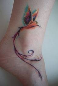 Pola tato burung terbang indah bulu burung tato hewan hummingbird dicat pola tato