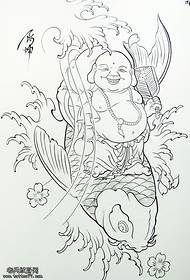 Gweithiau llawysgrif tatŵ carp Bwdha a rennir gan yr amgueddfa tatŵ orau