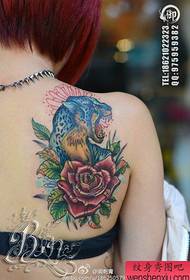 Neska-Sorbalda Popular Klasikoko Leopard Rose Flower Tattoo eredua