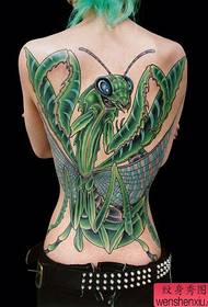 un modello di tatuaggio a schiena piena