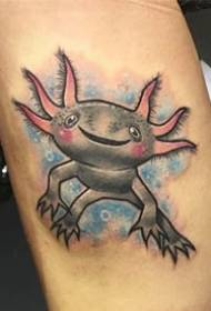 gyvūnų tatuiruotės modelis - dažytas akvarelės eskizas kūrybingas amfibijos kalmarų tatuiruotės modelis