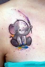um conjunto de tatuagem de tatuagem de elefante fofo trabalha para desfrutar