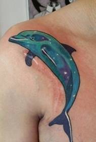 flera modeller Söt blå realistisk stil tatuering delfin tatuering djur mönster
