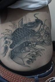 talio nigra griza kalmar loto tatuaje ŝablono