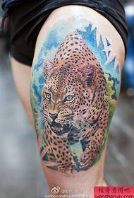 noga cool zgodan leopard uzorak tetovaža