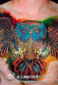 disegno del tatuaggio del gufo freddo petto anteriore maschile