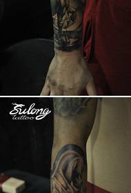 arm popular popular black and white horse tattoo pattern