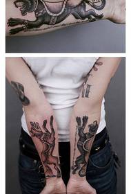arm classic popular fox and leopard tattoo pattern