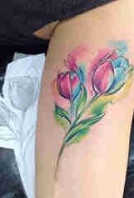 salpicaduras de tinta con coloridas plantas y tatuajes de animales
