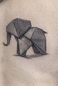 Акыректен Origami Elephant Эскиз тату Үлгү