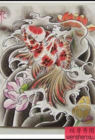 patró de tatuatge de peix: imatge de patró de tatuatge de lotus de peix daurat