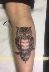 vitelli da bambino dipinti su pungiglione linee semplici piccolo gufo animale Foto di tatuaggi