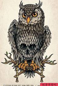 Imenyu ebhaliweyo epholileyo ye-owl tattoo