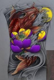 matahum nga bug-os nga kolor nga manuskrito sa lotus nga tattoo nga lotus