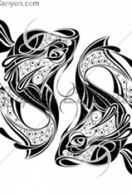 destul de negru geometric simetric mic animal tatuaj pește material manuscris tatuaj