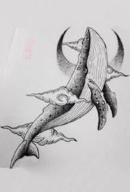 boka uye whale theme Inowirirana tattoo maitiro anoshanda uye manuscript kuonga