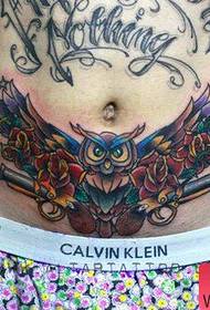 modello dell'addome del tatuaggio del gufo bello dell'addome dei ragazzi