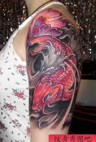 tintahal tetoválás minta: kar színű tintahal lótusz tetoválás minta