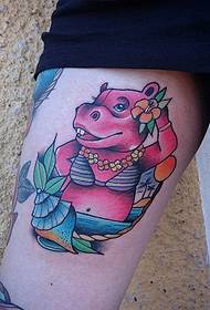 fat i lezetshëm modeli tatuazh i lezetshëm Hippo
