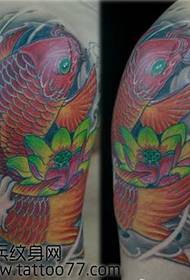 Fin farge blekksprut lotus tatoveringsmønster