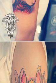 κορίτσι χέρι χαριτωμένο μοτίβο τατουάζ κουνέλι pop