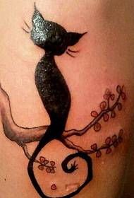 10 Patrún Tattoo Cat Cat Pet an-gleoite Dubh