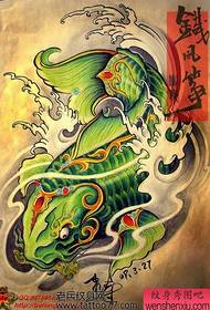patrón de tatuaje de calamar de color magnífico exquisito