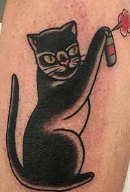 ongekende tradisionele tattoo swart kat tattoo patroon