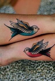 una serie di disegni di tatuaggi animali vivaci e vivaci per tatuaggi di uccelli