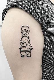 small Fresh tattooo cow bear cute tattoo pattern