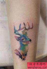 good-looking leg starry deer tattoo pattern