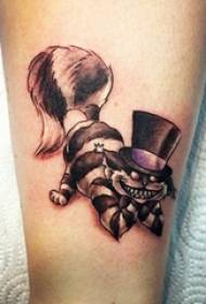 drenge på kalve Sort grå tornelinje tegneserie smil ansigt kat tatovering billede