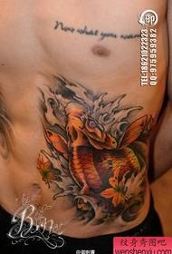 αρσενικό κοιλιά κλασικό δημοφιλές σχέδιο τατουάζ καλαμάρι