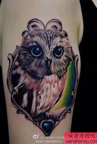 guarda il gufo realistico sul braccio grande Tattoo funziona