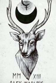 black sketch creative ສັດ elk tattoo ຫນັງສືໃບລານ
