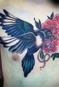 Magpie tattoo _10 picculu Ritrattu di opere d'arte di tatuaggio di razza d'uccello