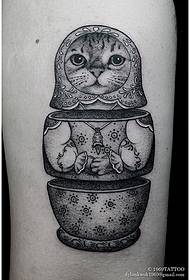 patrón de tatuaxe de gato de boneca