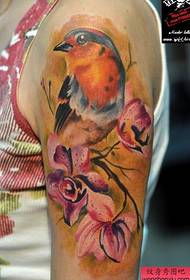 lengan pola burung pop dan bunga tato populer