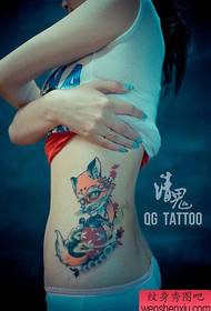 Women's waist popular pop fox tattoo pattern