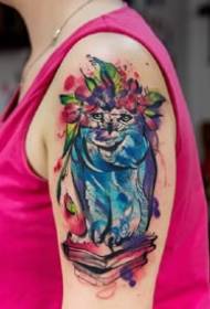 9 folhas de aquarela pesada Cor padrão de tatuagem de cor de animal e planta