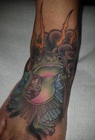 tato warna katak hewan dan tato tumbler Dharma kartun tato gambar kecil di punggung kaki