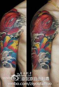 lengan pria Cantik klasik pola tato lotus squid tradisional