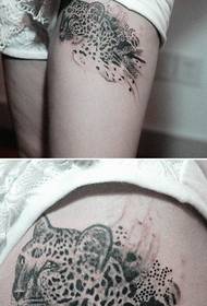 girl legs classic handsome leopard tattoo pattern