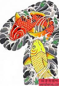traditionell halv bläckfisk tatuering mönster bild