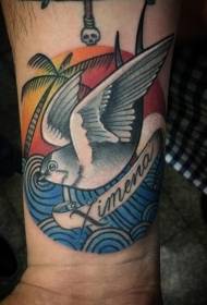 τατουάζ πουλί κυματιστά φτερωτό μοτίβο τατουάζ πουλιών