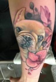söt hundtatuering väldigt söt grupp nyskolafärger för tatueringsbilder