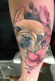 séiss Hond Tattoo ganz léif Grupp vun Newschool Faarf Hond Tattoo Biller